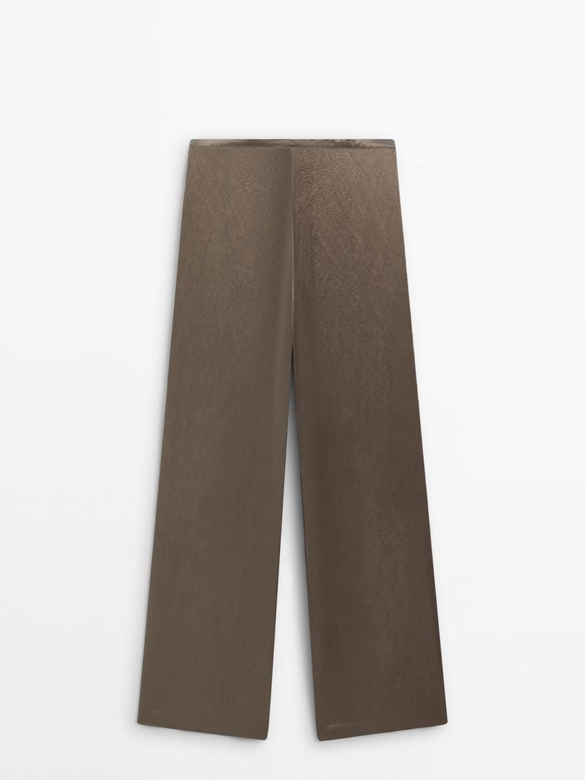 Massimo Dutti Satin Women Trousers Metallic | US-XO4638075
