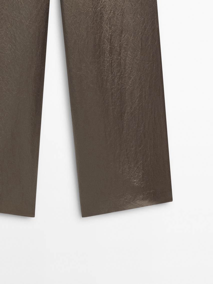 Massimo Dutti Satin Women Trousers Metallic | US-XO4638075