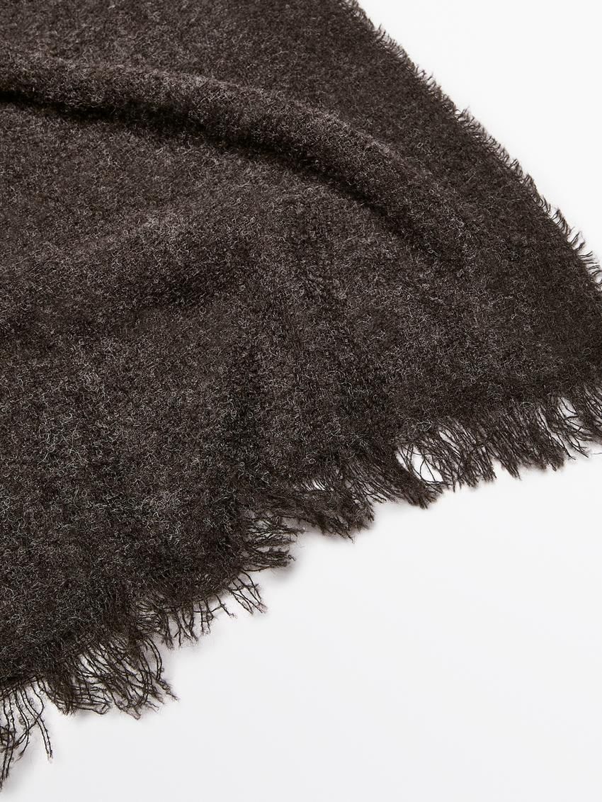 Massimo Dutti Scarf Knitted Detail Women Scarf Dark Brown | US-RU4785632