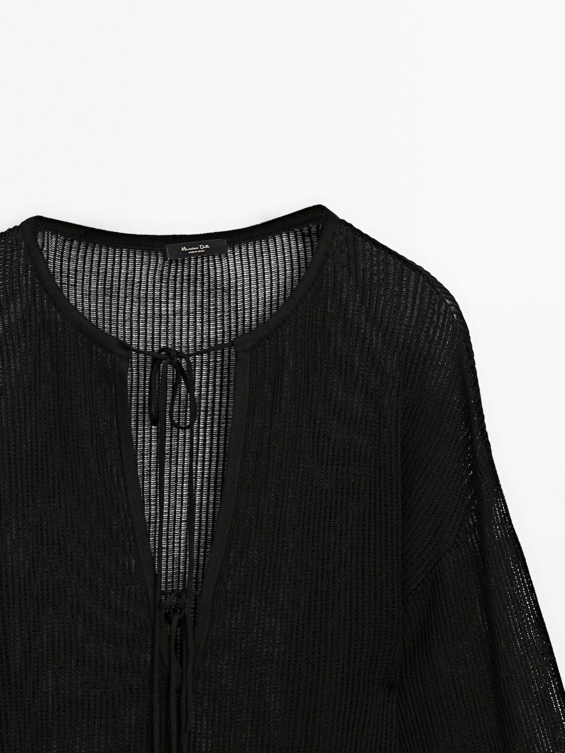 Massimo Dutti Semi-sheer Ribbed Knit Midi Women Dress Black | US-VW8917632