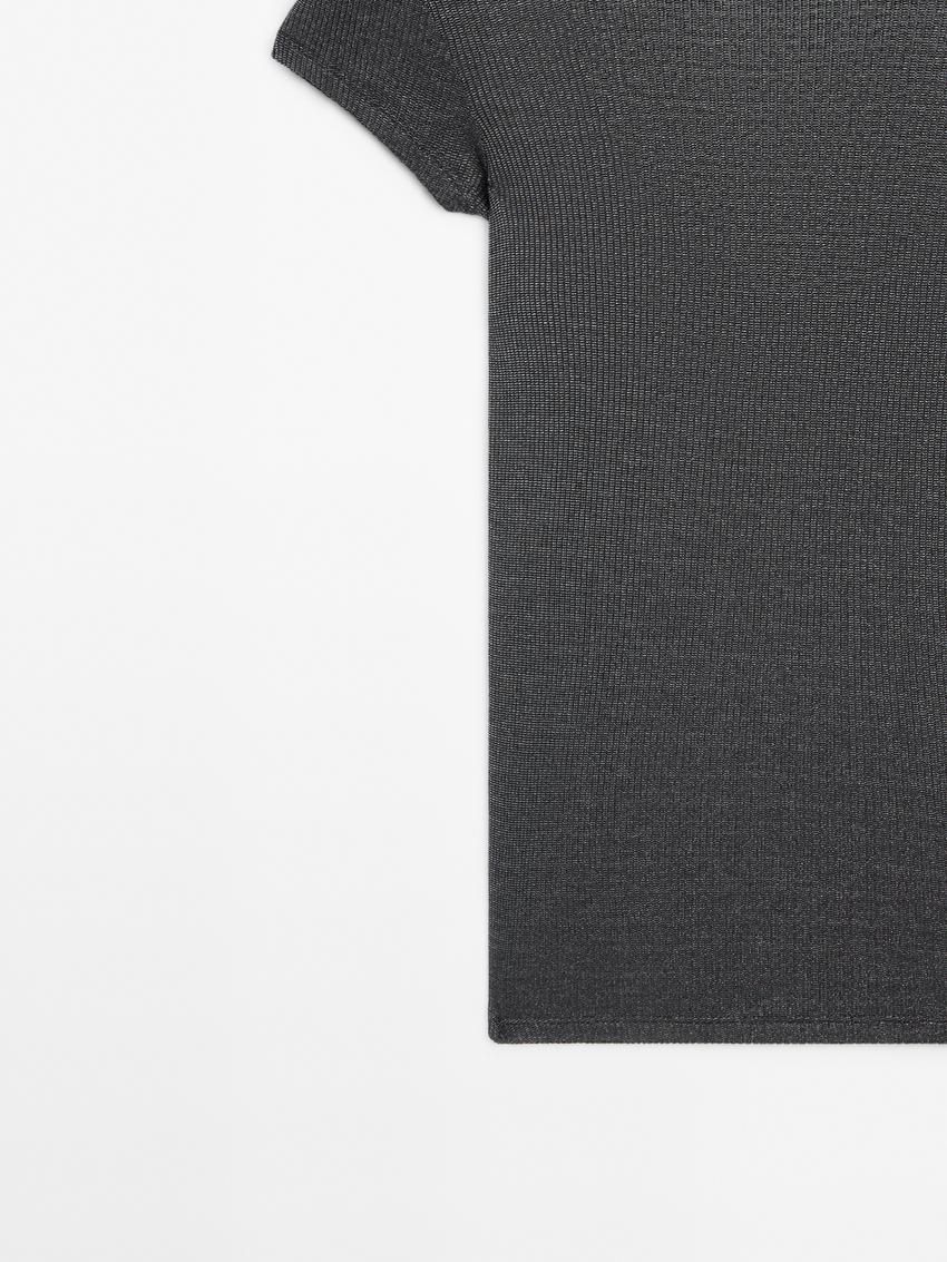 Massimo Dutti Semi-sheer Short Sleeve Women T-Shirt Dark Grey | US-SL6813974