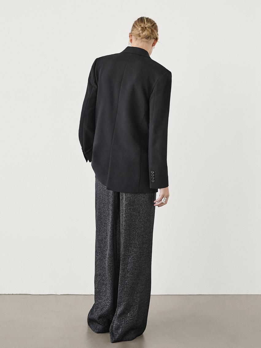 Massimo Dutti Shimmery Pleated Women Trousers Black | US-QT0715269