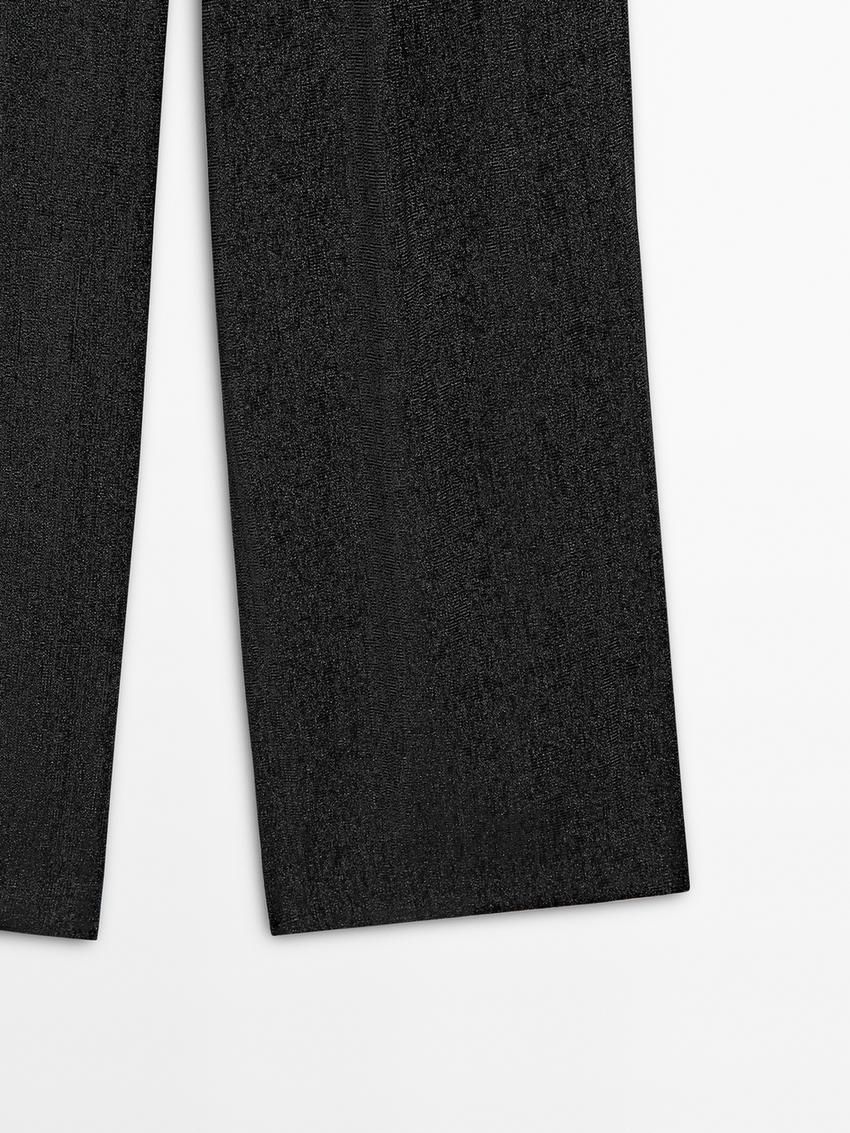 Massimo Dutti Shimmery Pleated Women Trousers Black | US-QT0715269