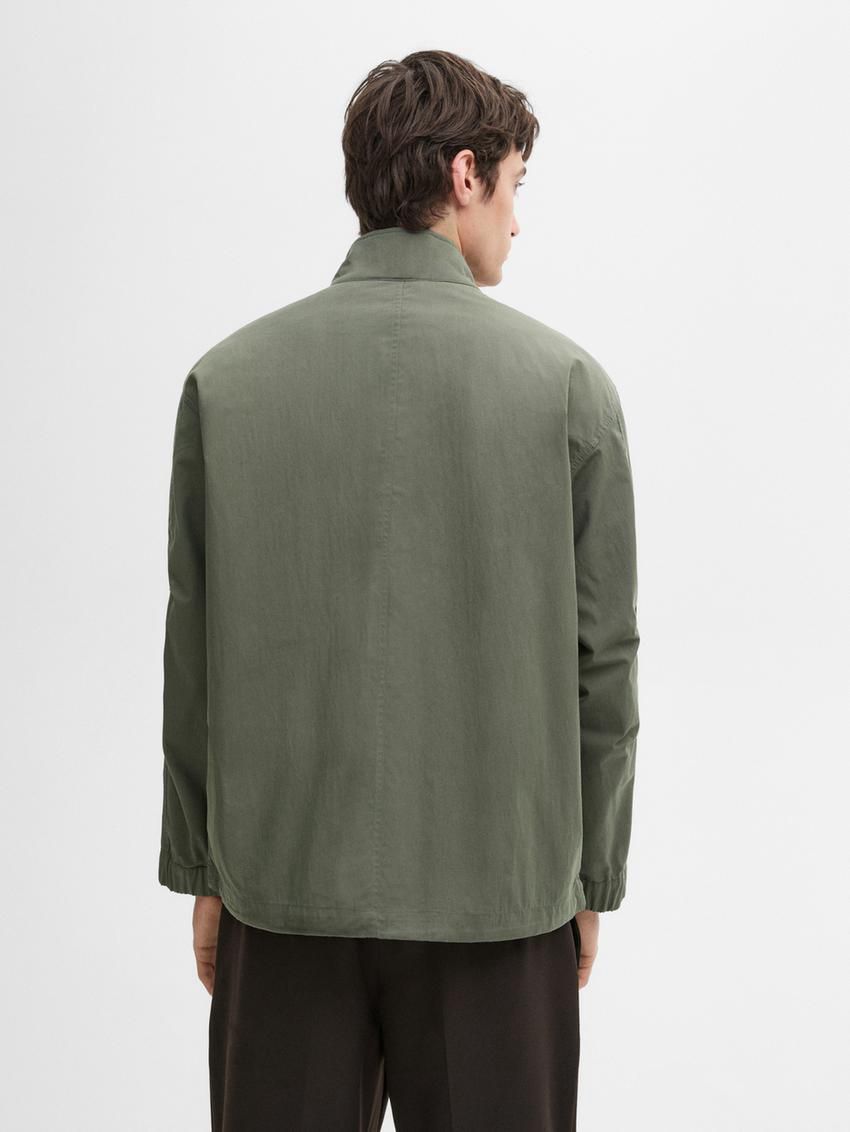 Massimo Dutti Short Cotton Blend Men Parka Green | US-TR5263078