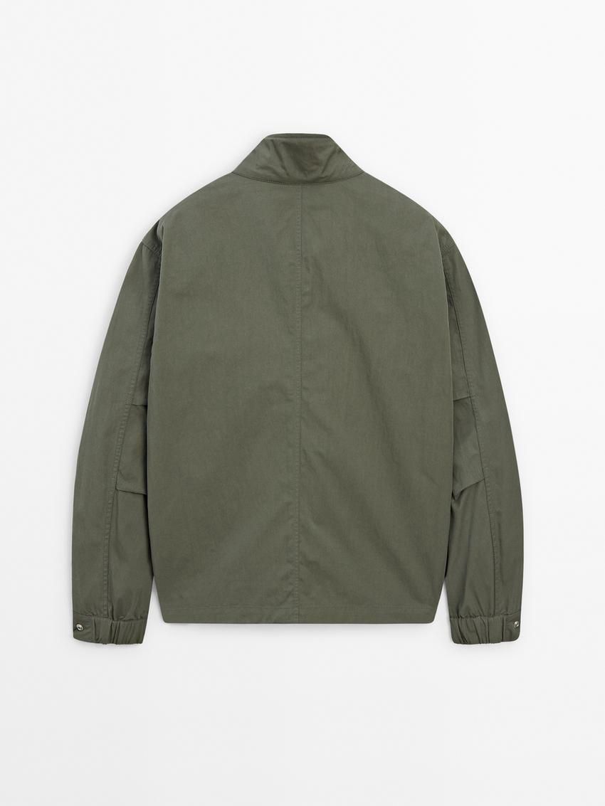 Massimo Dutti Short Cotton Blend Men Parka Green | US-TR5263078