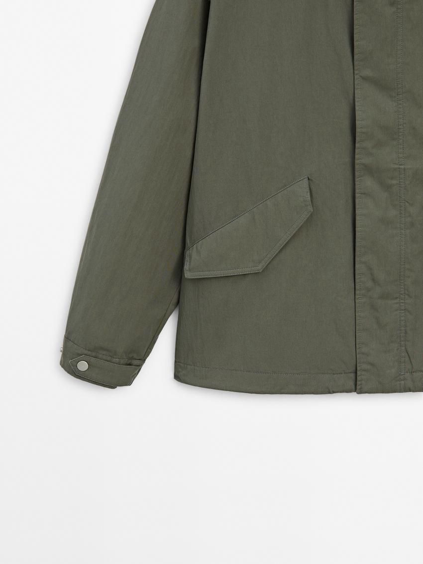 Massimo Dutti Short Cotton Blend Men Parka Green | US-TR5263078