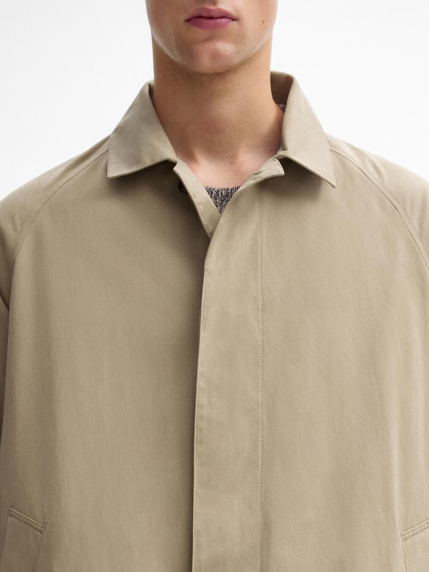 Massimo Dutti Short Cotton Blend Trench Men Jacket Light Khaki | US-PG6471095