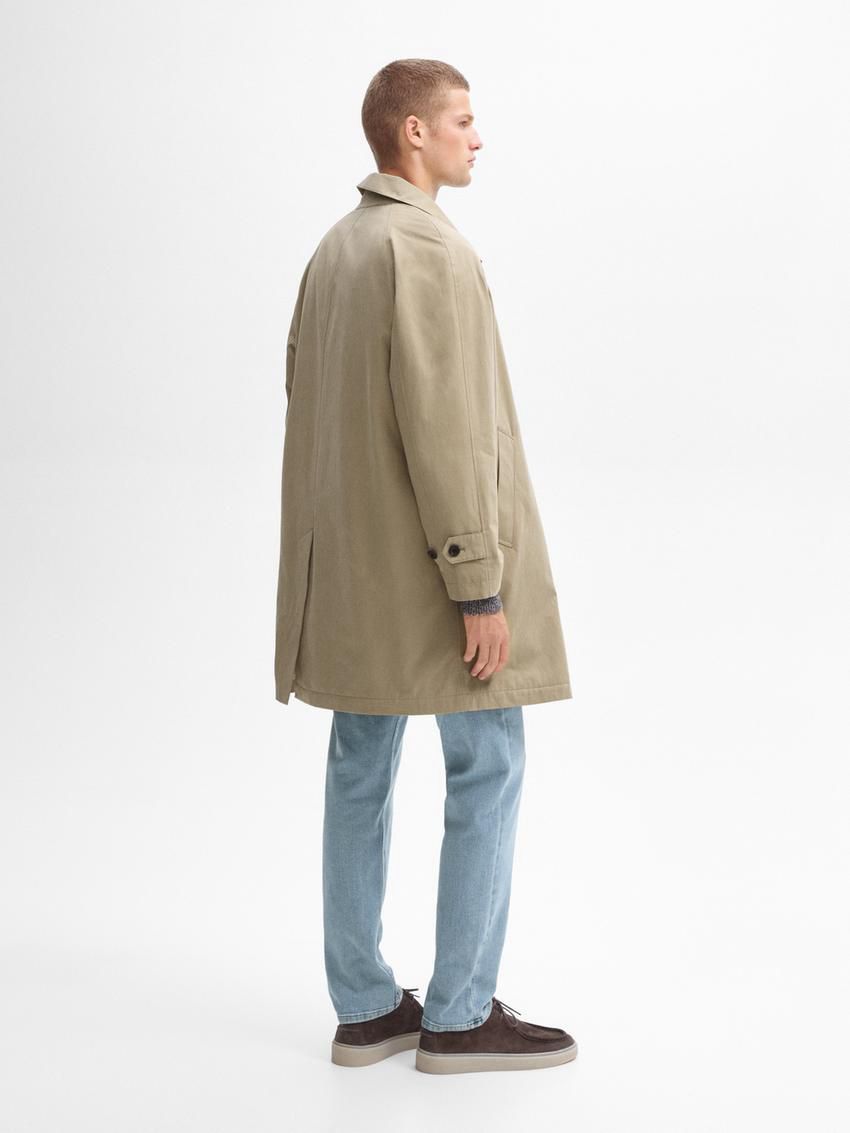 Massimo Dutti Short Cotton Blend Trench Men Jacket Light Khaki | US-PG6471095