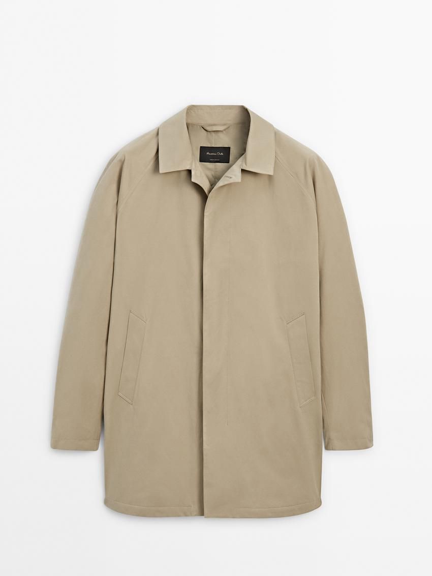 Massimo Dutti Short Cotton Blend Trench Men Jacket Light Khaki | US-PG6471095