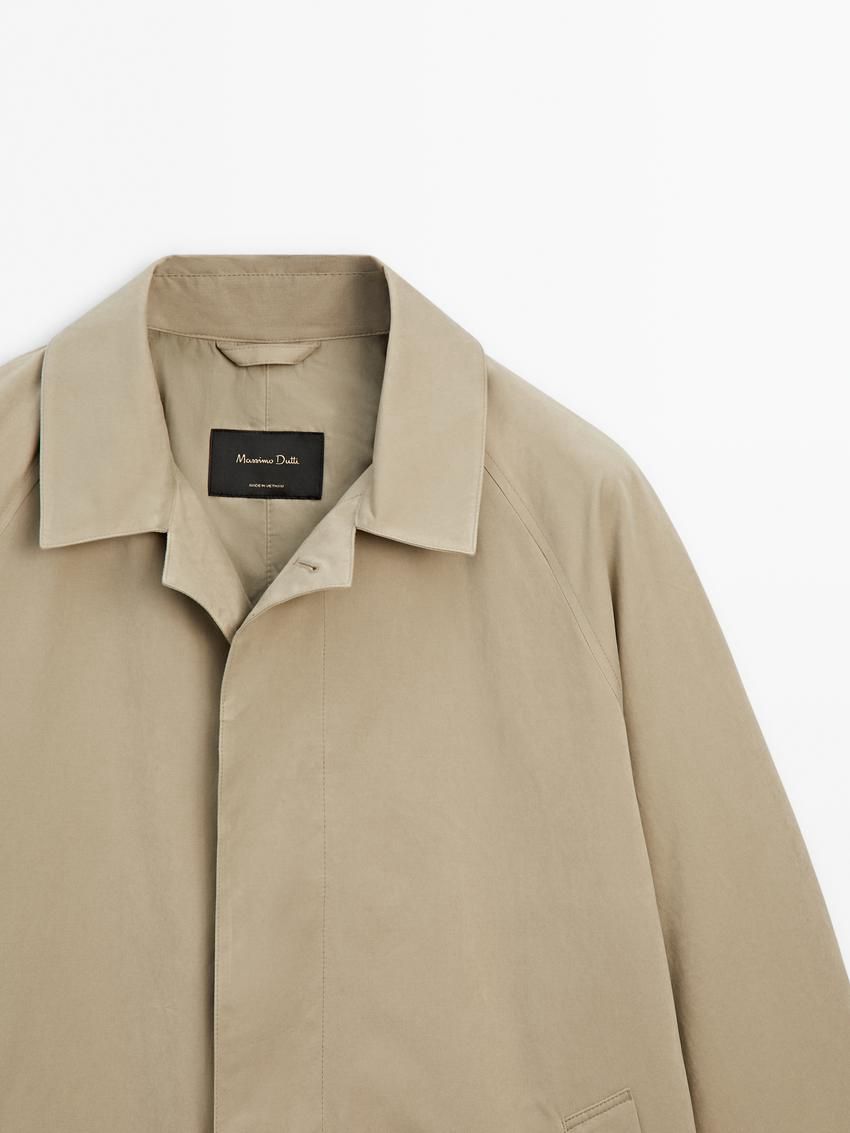 Massimo Dutti Short Cotton Blend Trench Men Jacket Light Khaki | US-PG6471095