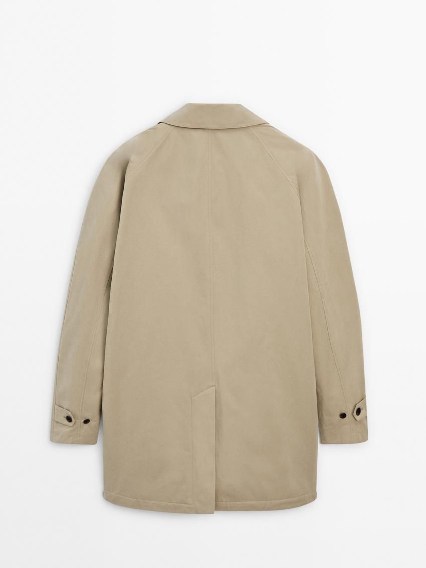 Massimo Dutti Short Cotton Blend Trench Men Jacket Light Khaki | US-PG6471095