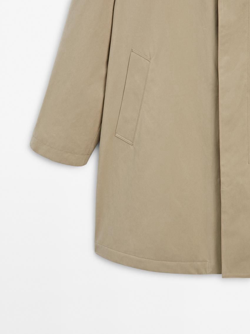 Massimo Dutti Short Cotton Blend Trench Men Jacket Light Khaki | US-PG6471095