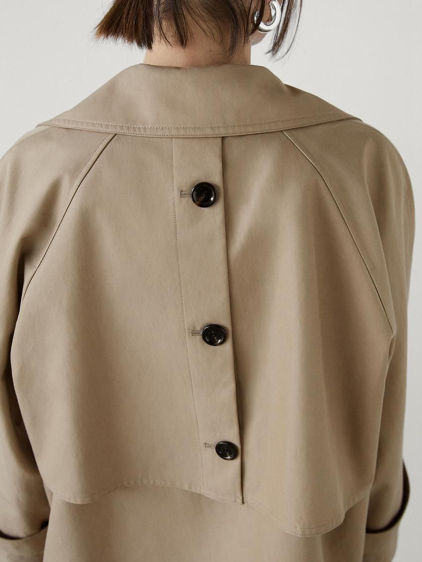 Massimo Dutti Short Cotton Blend With Tabs Women Trench Coat Light Brown | US-MG0523846