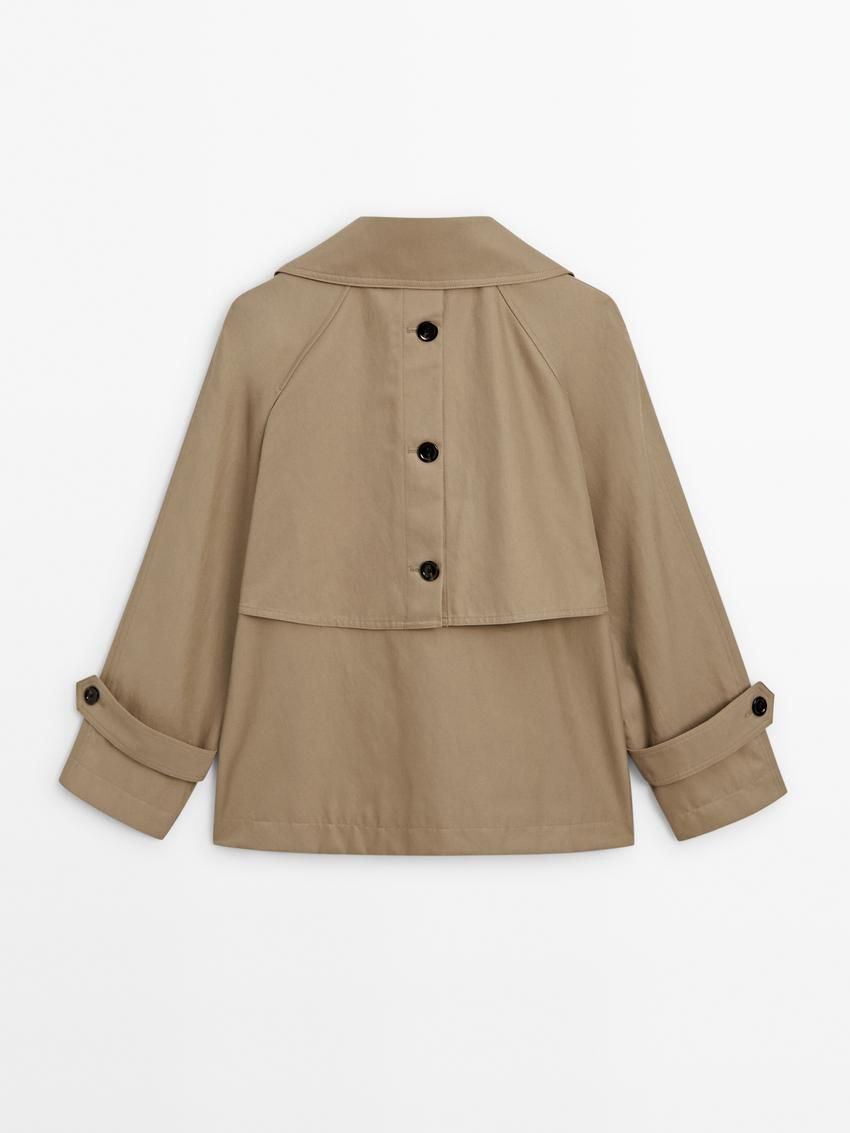 Massimo Dutti Short Cotton Blend With Tabs Women Trench Coat Light Brown | US-MG0523846