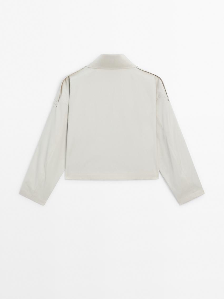 Massimo Dutti Short Cotton With Lapel Women Trench Coat Cream | US-DR2318970