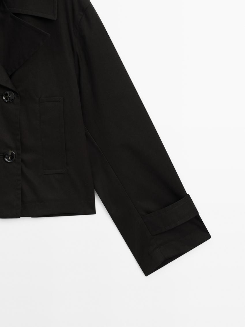 Massimo Dutti Short Cotton With Lapels Women Trench Coat Dark Brown | US-BD3045186