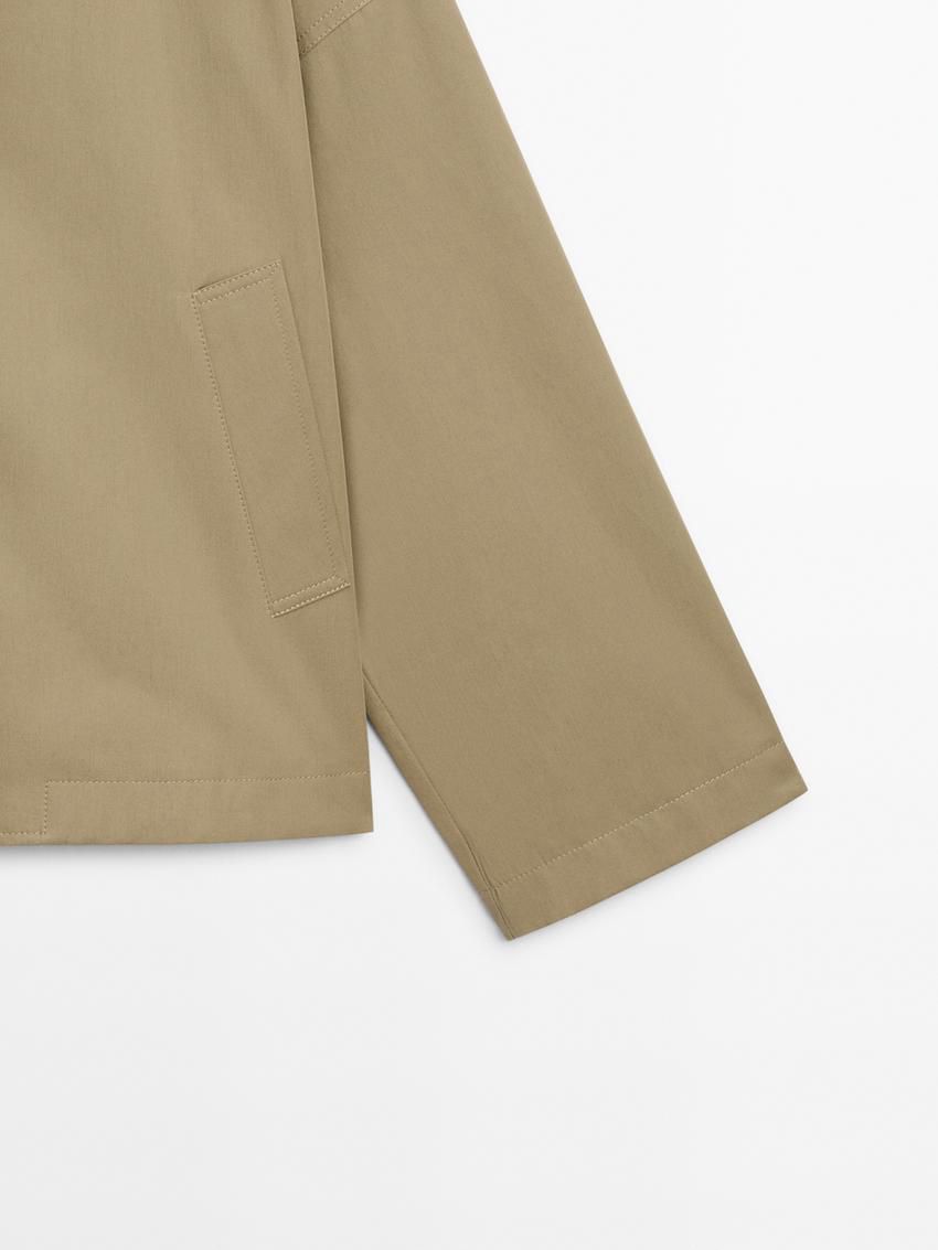 Massimo Dutti Short Cotton Women Trench Coat Khaki | US-WM6158902
