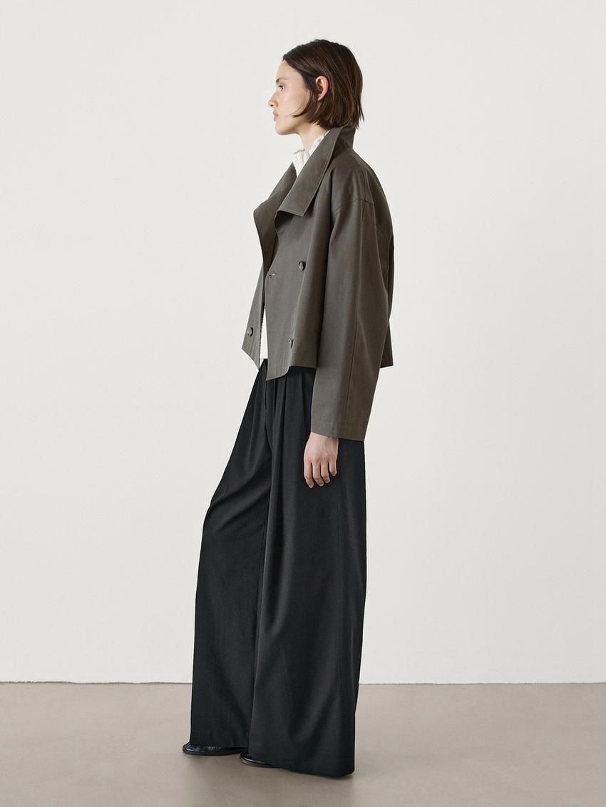 Massimo Dutti Short High Neck Women Trench Coat Dark Grey | US-VX6735208