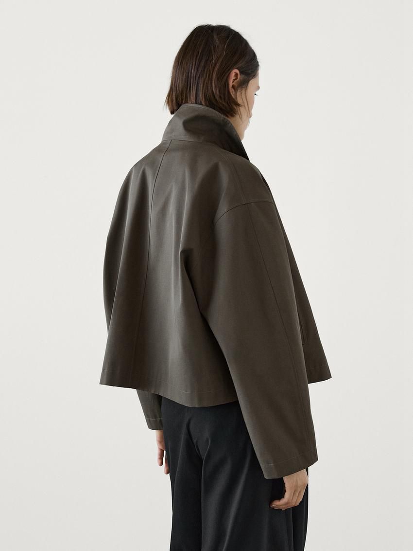 Massimo Dutti Short High Neck Women Trench Coat Dark Grey | US-VX6735208