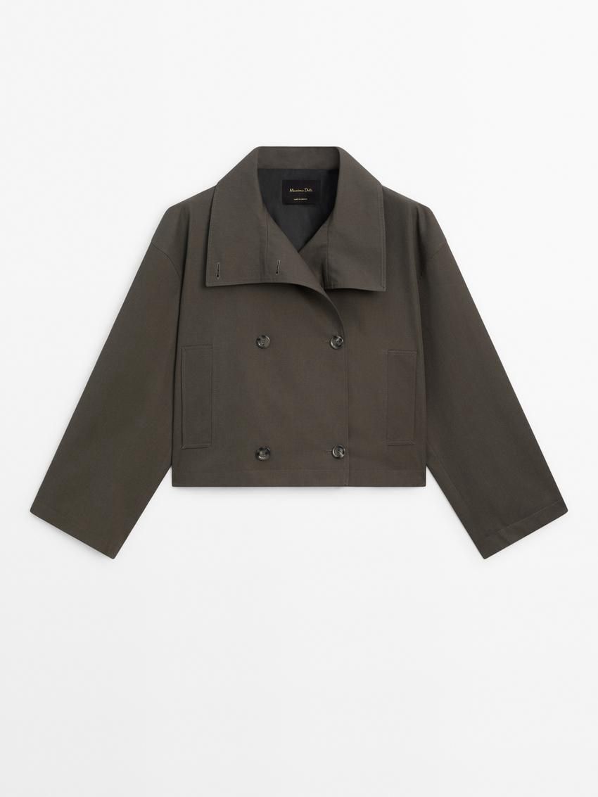 Massimo Dutti Short High Neck Women Trench Coat Dark Grey | US-VX6735208
