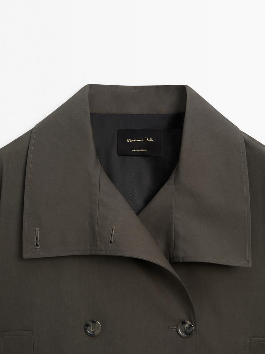 Massimo Dutti Short High Neck Women Trench Coat Dark Grey | US-VX6735208
