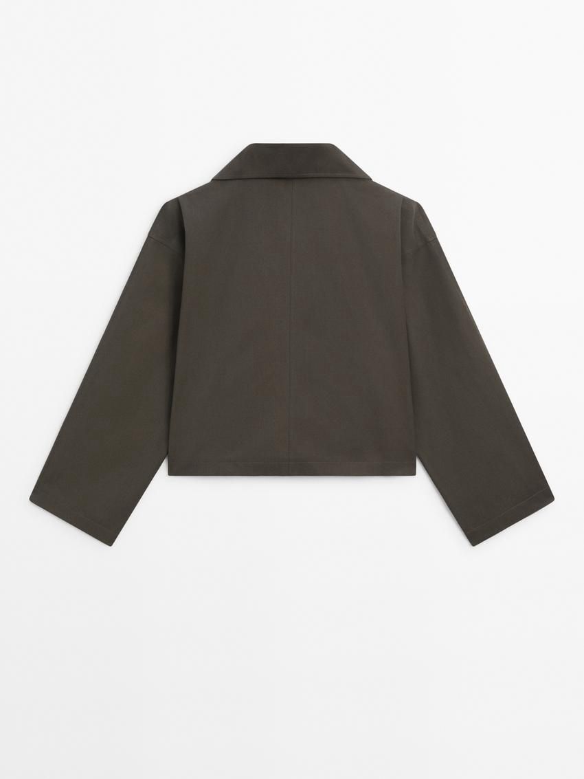 Massimo Dutti Short High Neck Women Trench Coat Dark Grey | US-VX6735208