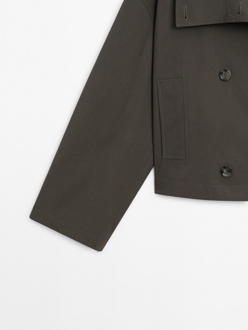 Massimo Dutti Short High Neck Women Trench Coat Dark Grey | US-VX6735208