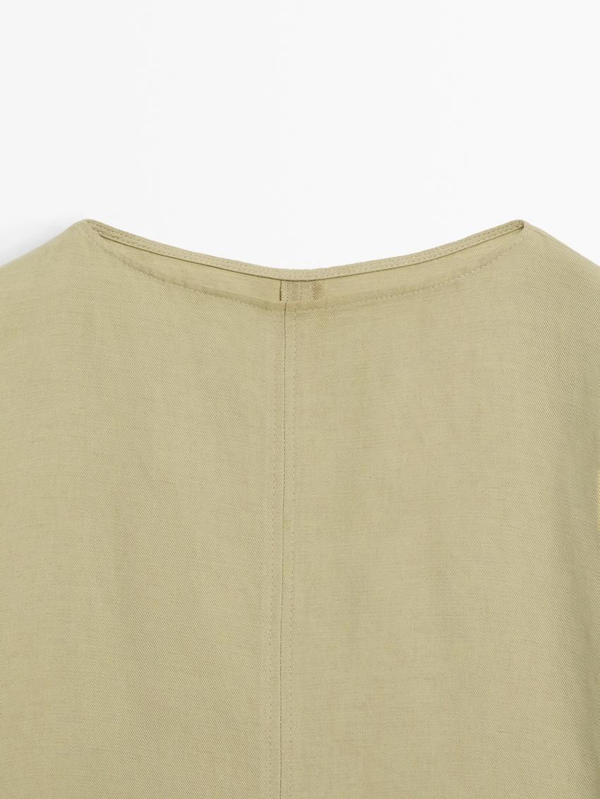 Massimo Dutti Short Linen Blend Women Dress Light Green | US-FX7530412