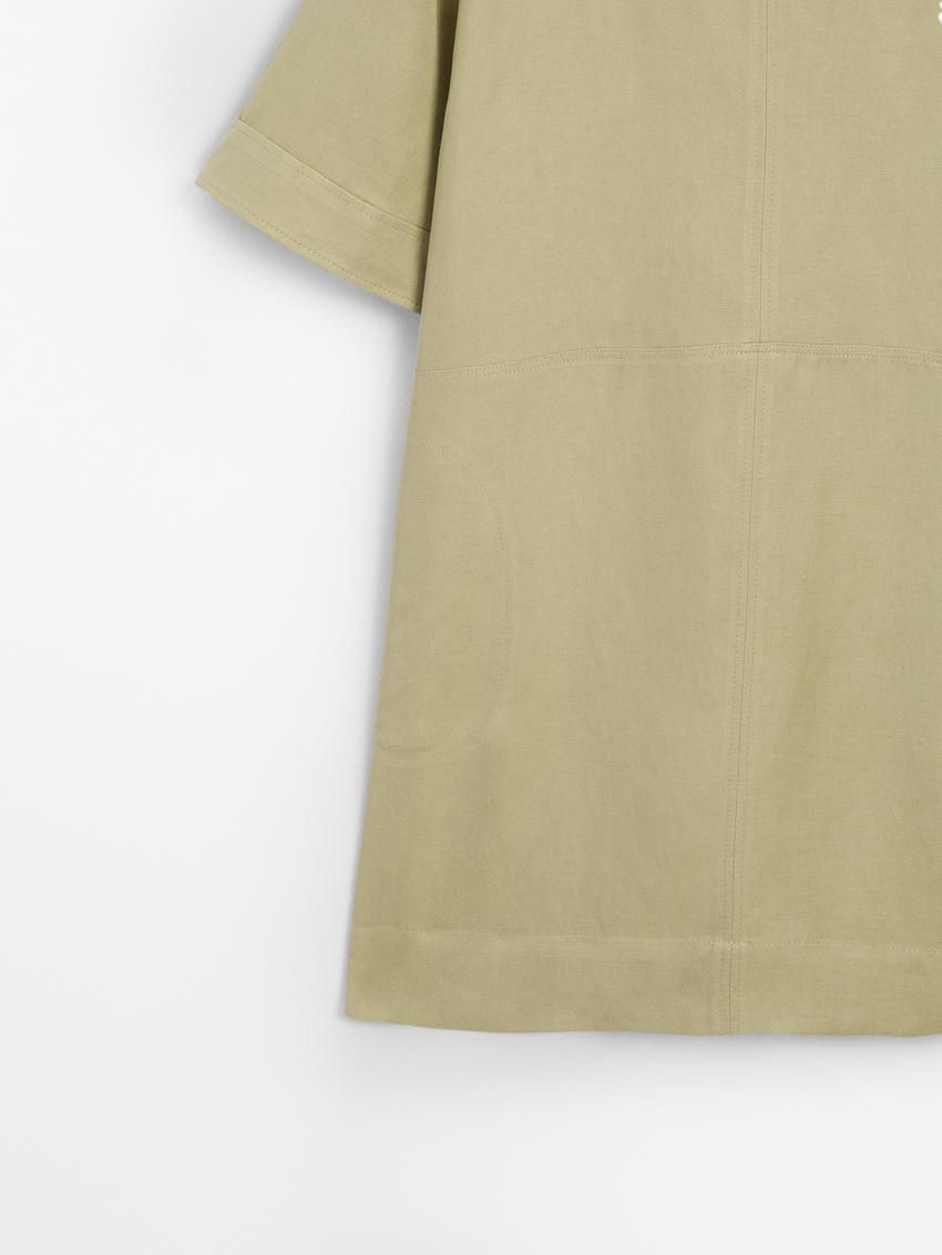 Massimo Dutti Short Linen Blend Women Dress Light Green | US-FX7530412