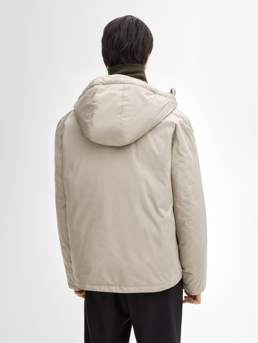 Massimo Dutti Short Quilted Men Parka Cream | US-BT3176824