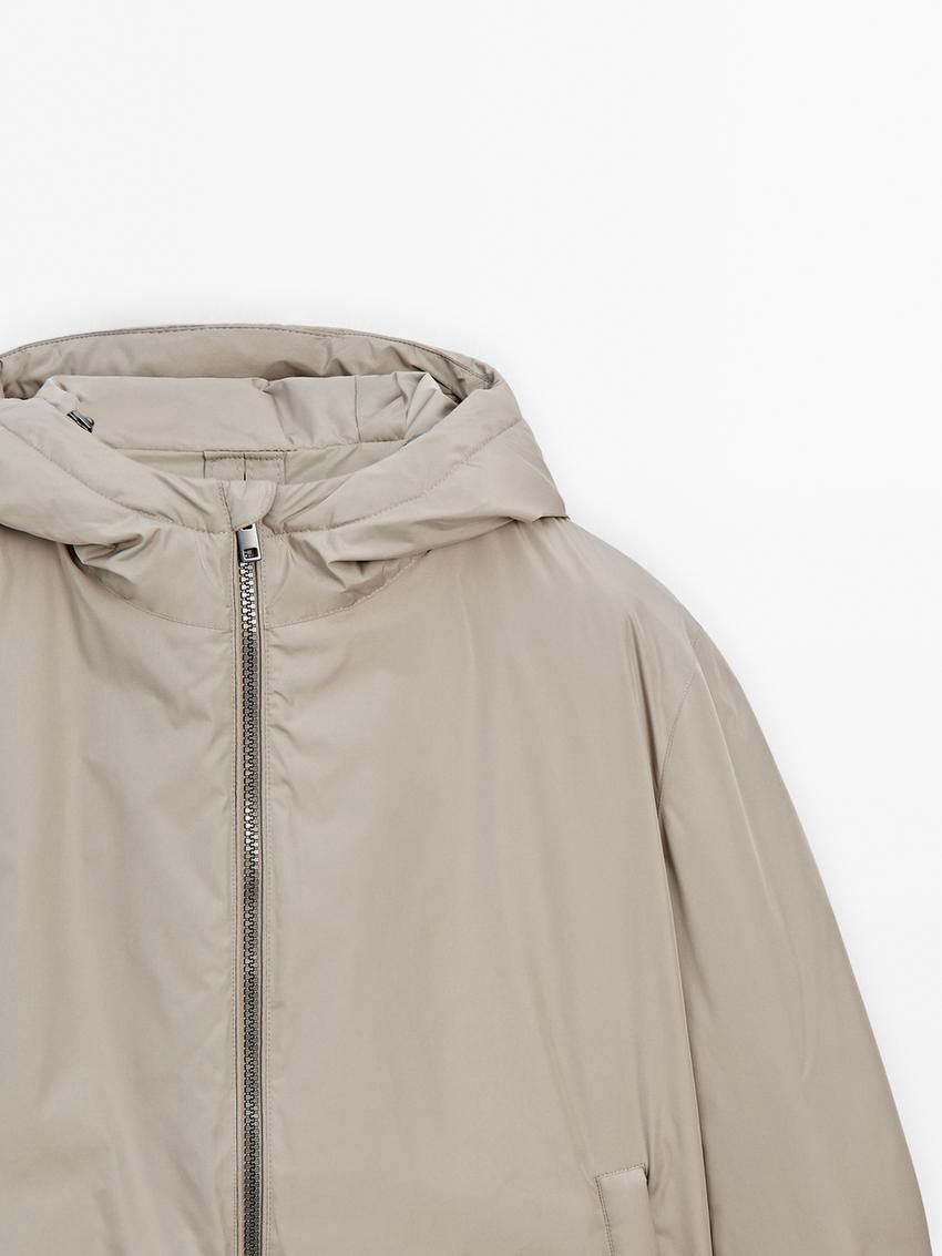 Massimo Dutti Short Quilted Men Parka Cream | US-BT3176824