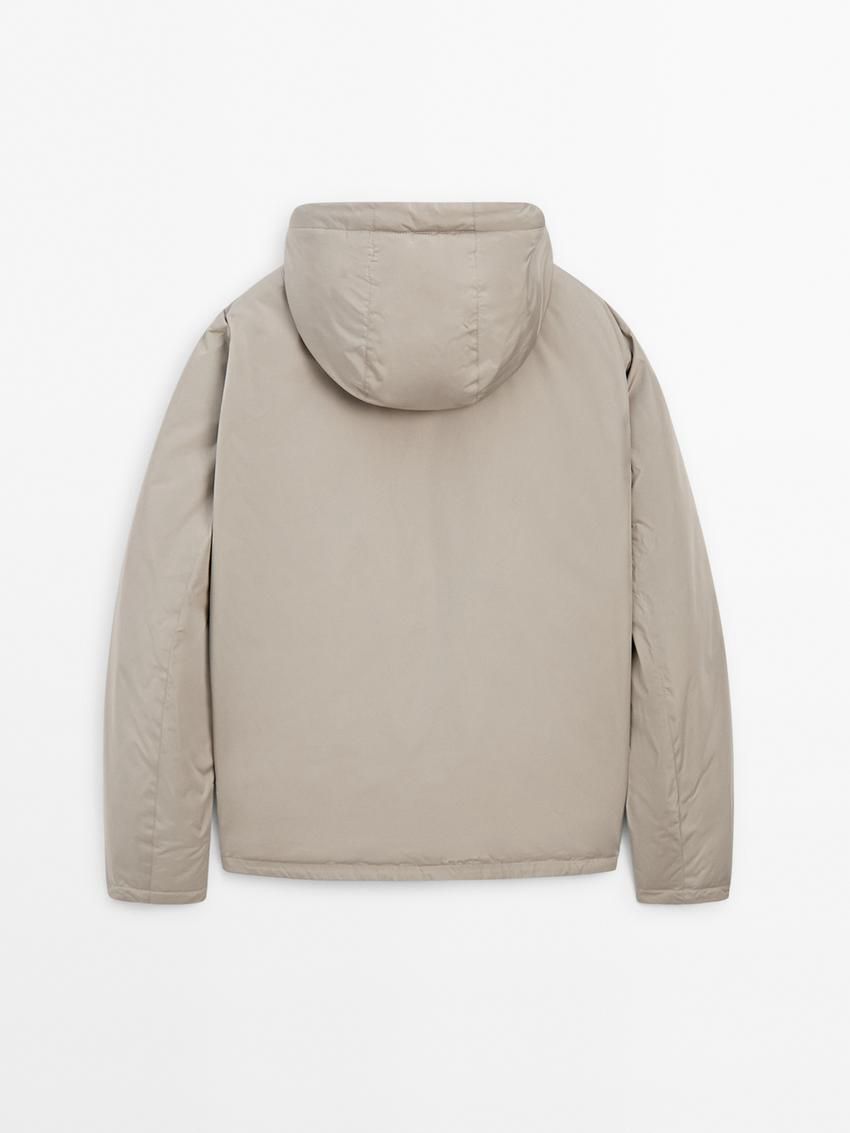 Massimo Dutti Short Quilted Men Parka Cream | US-BT3176824
