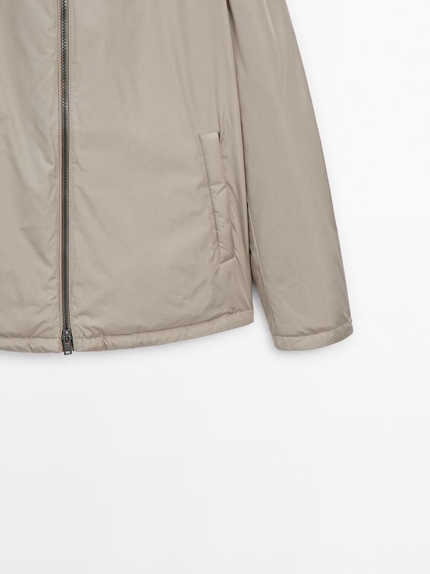 Massimo Dutti Short Quilted Men Parka Cream | US-BT3176824