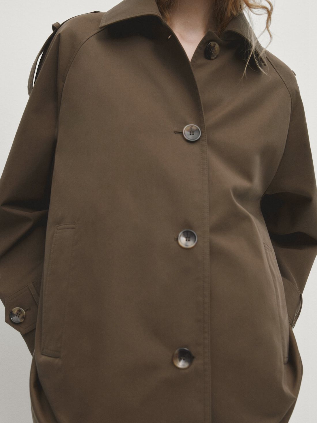Massimo Dutti Short Raglan Sleeve Women Trench Coat Dark Brown | US-CP7649253