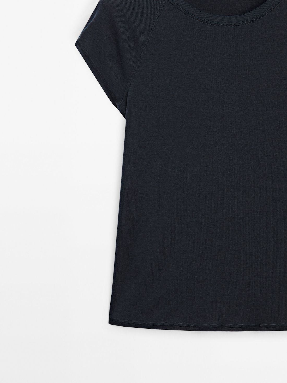 Massimo Dutti Short Raglan Sleeves Women T-Shirt Navy | US-JP2890457