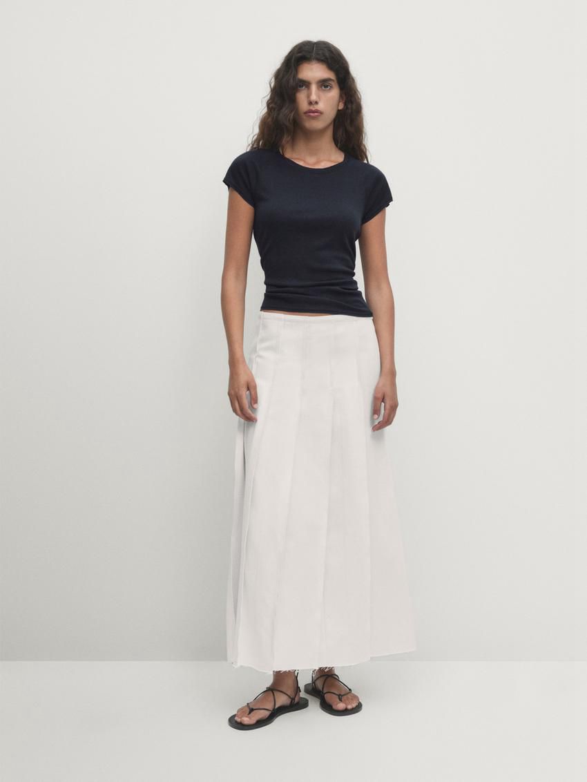 Massimo Dutti Short Raglan Sleeves Women T-Shirt Navy | US-JP2890457