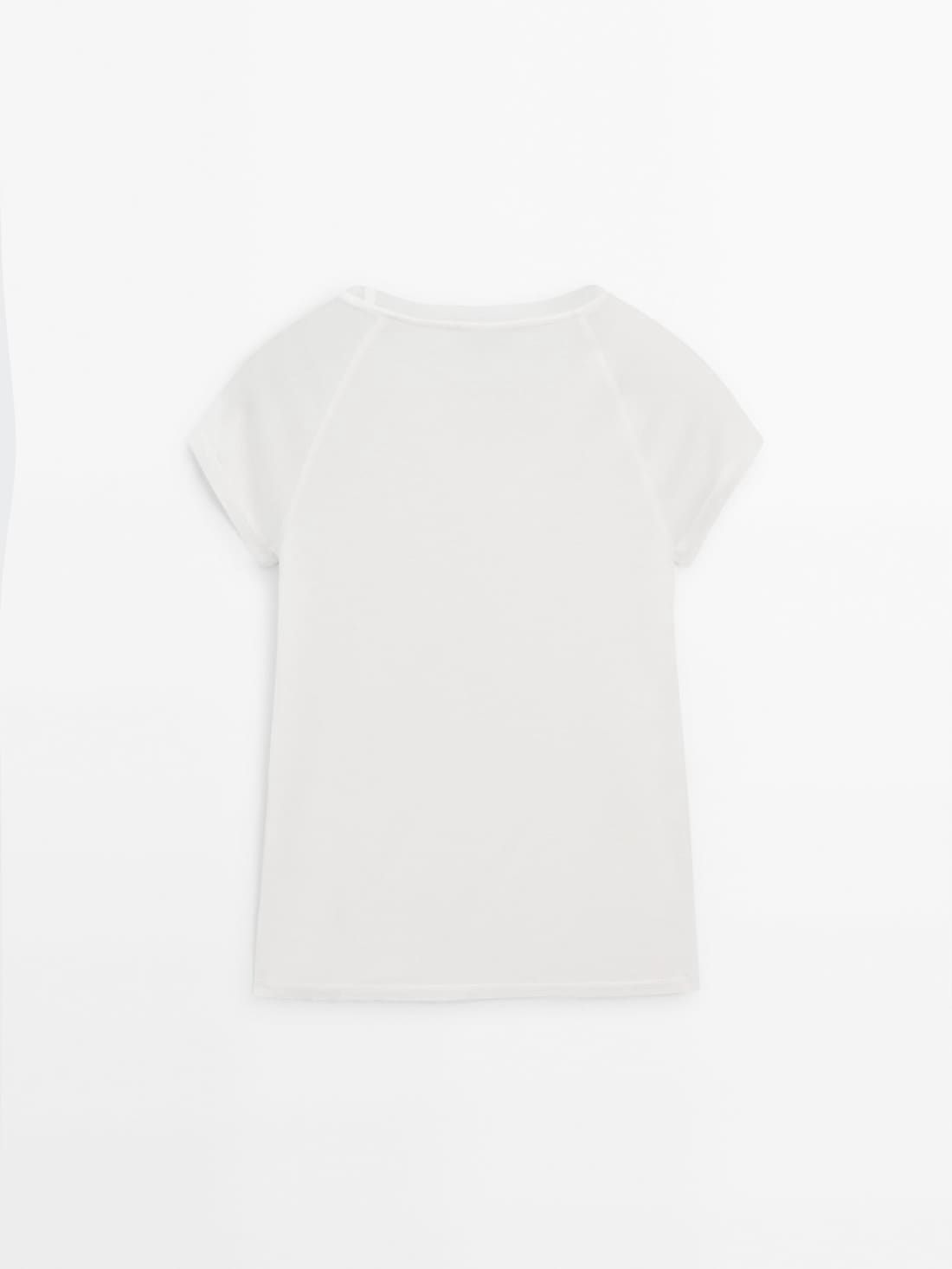 Massimo Dutti Short Raglan Sleeves Women T-Shirt White | US-PS1048596