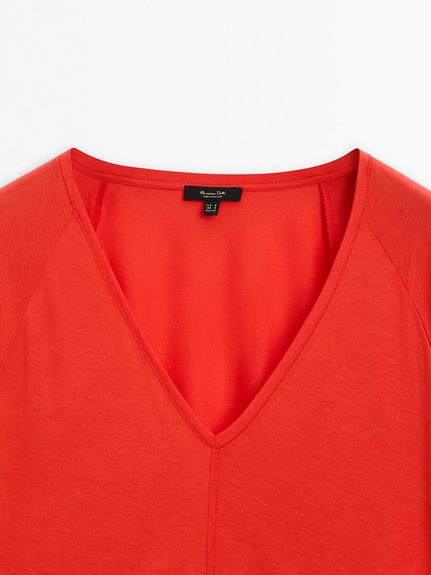 Massimo Dutti Short Raglan Sleeves Women T-Shirt Red | US-FG4039678