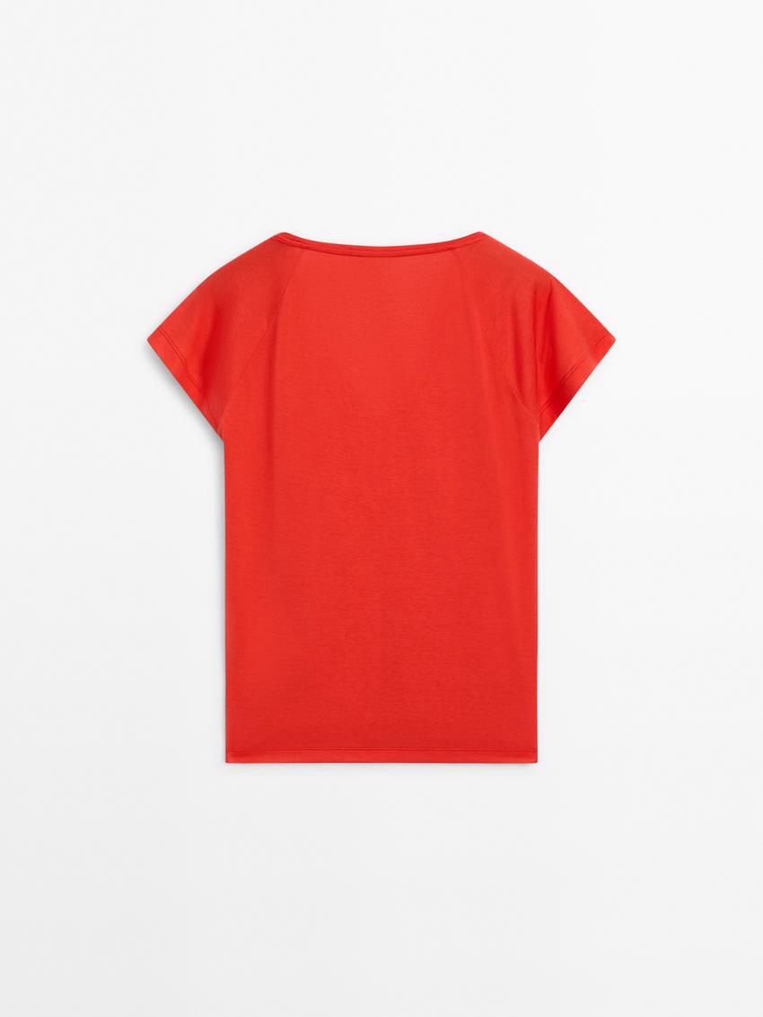 Massimo Dutti Short Raglan Sleeves Women T-Shirt Red | US-FG4039678