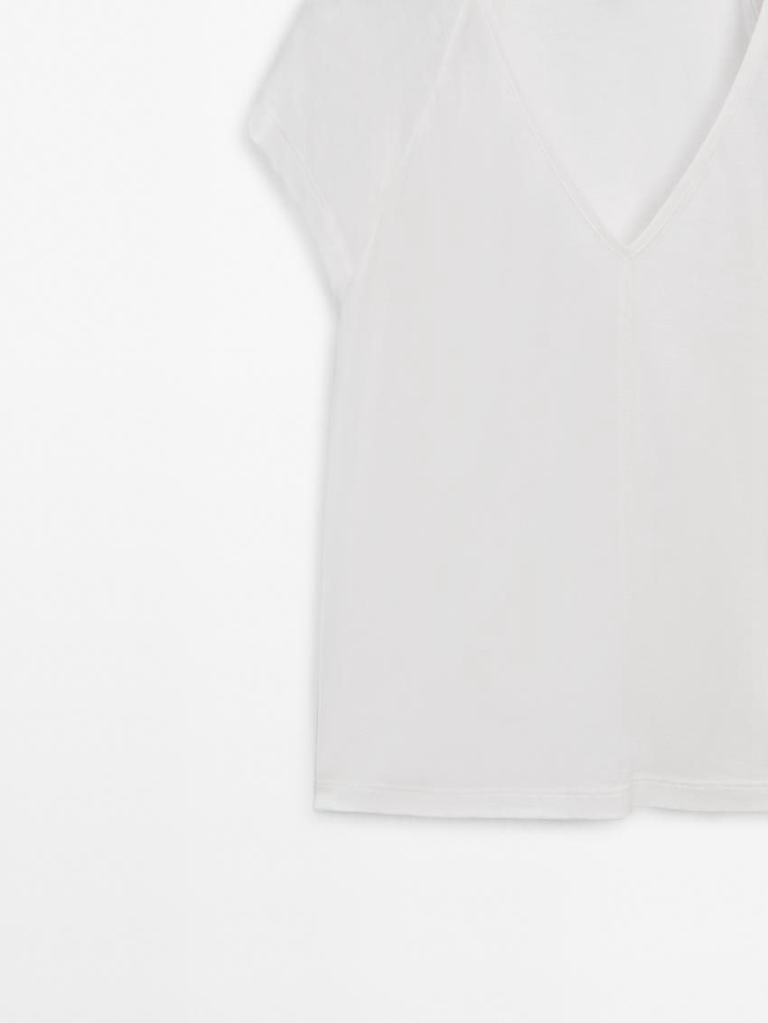 Massimo Dutti Short Raglan Sleeves Women T-Shirt White | US-ZR2703461