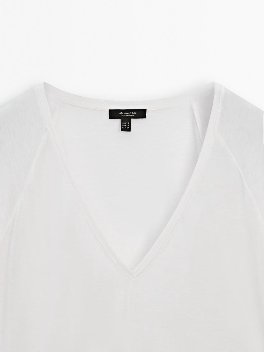 Massimo Dutti Short Raglan Sleeves Women T-Shirt White | US-ZR2703461