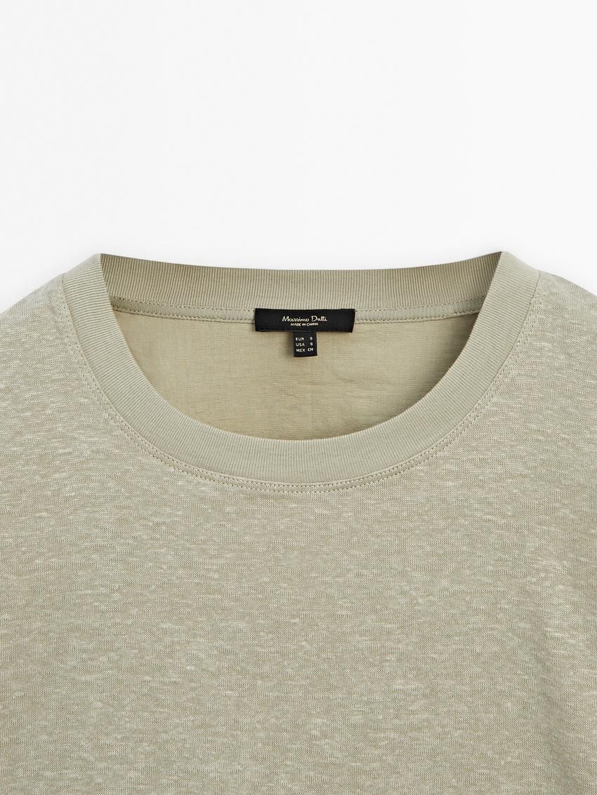Massimo Dutti Short Sleeve Boyfriend Women T-Shirt Khaki | US-HM2596813