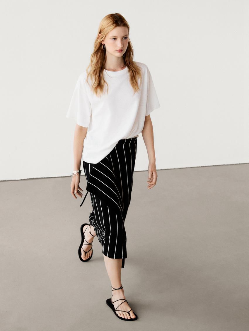 Massimo Dutti Short Sleeve Boyfriend Women T-Shirt White | US-QX1643209