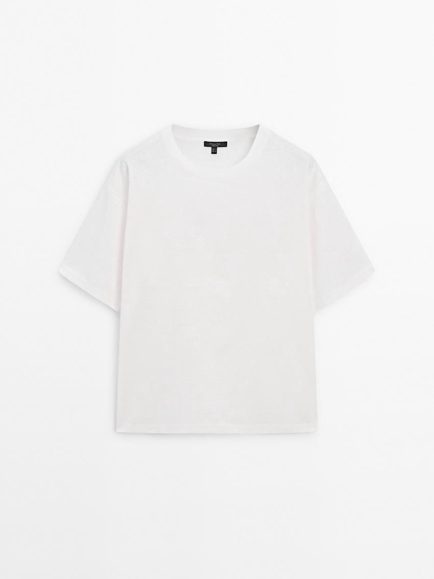 Massimo Dutti Short Sleeve Boyfriend Women T-Shirt White | US-QX1643209