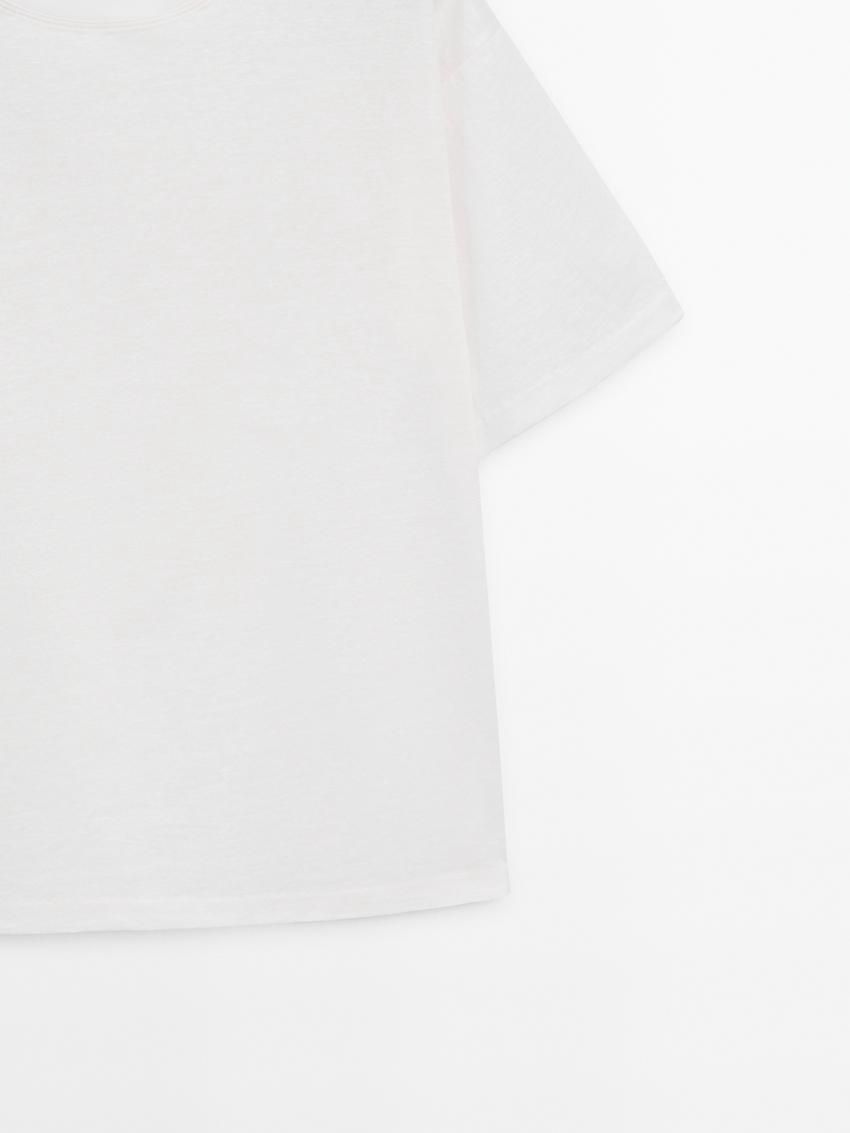 Massimo Dutti Short Sleeve Boyfriend Women T-Shirt White | US-QX1643209
