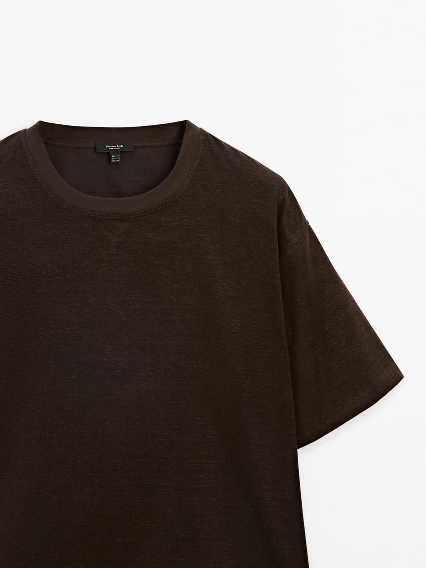Massimo Dutti Short Sleeve Boyfriend Women T-Shirt Dark Brown | US-VQ4802597