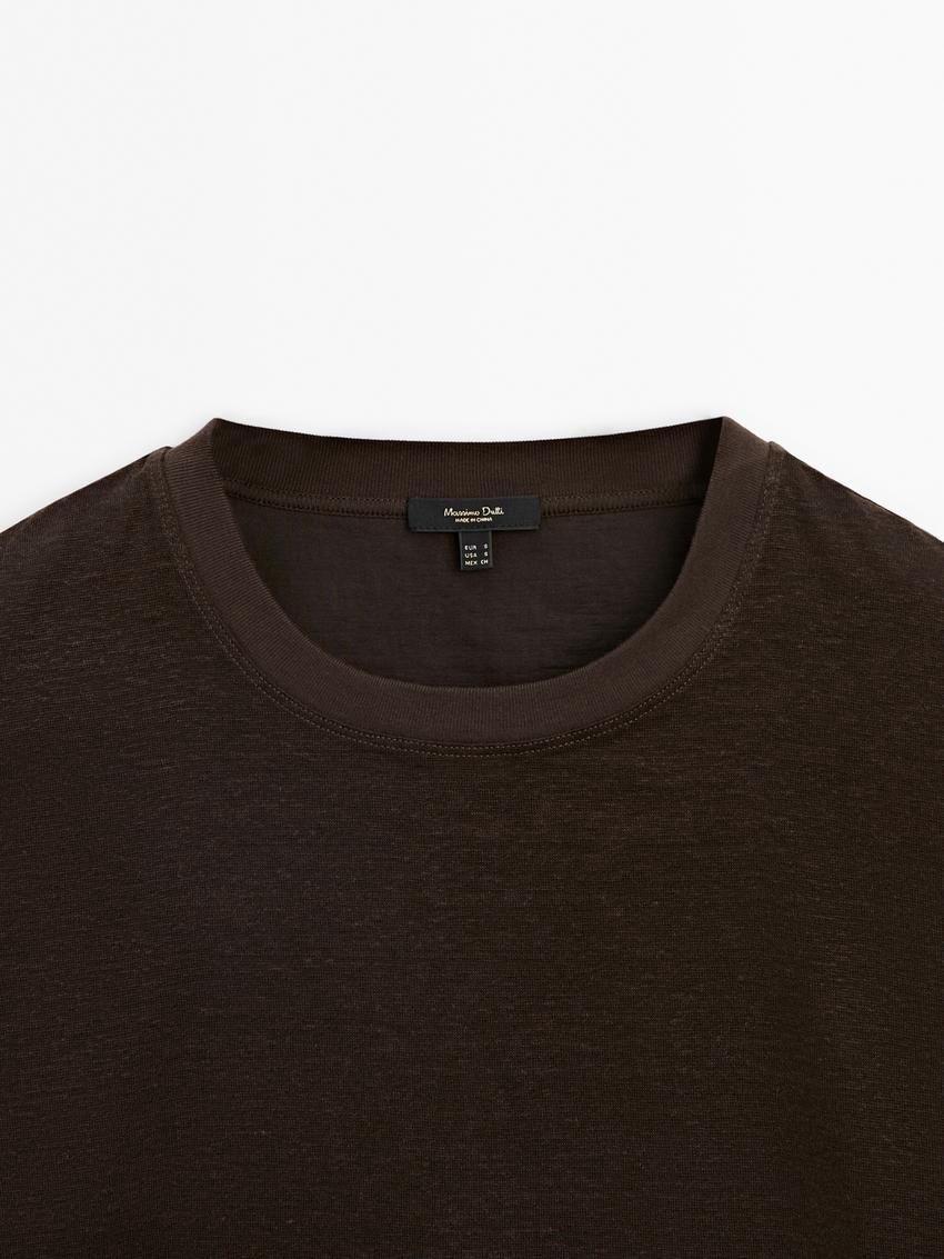 Massimo Dutti Short Sleeve Boyfriend Women T-Shirt Dark Brown | US-VQ4802597