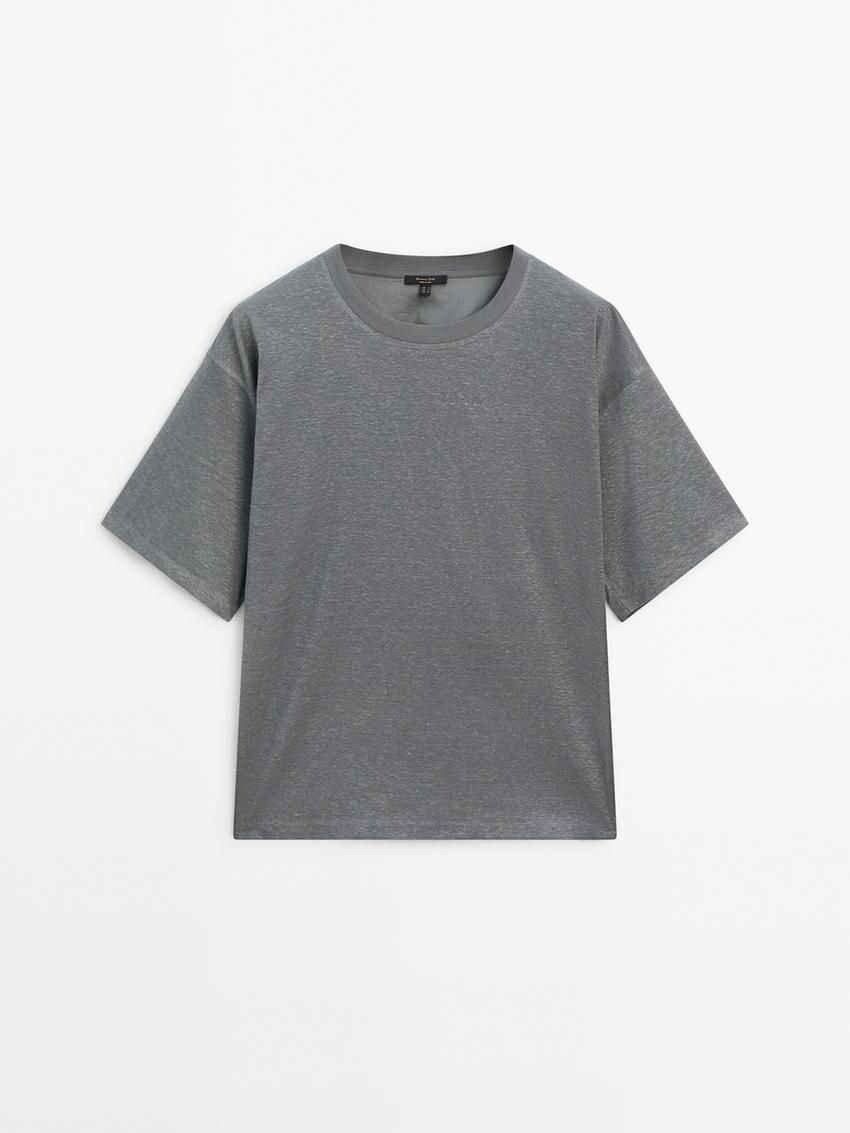 Massimo Dutti Short Sleeve Boyfriend Women T-Shirt Grey | US-DH6452783