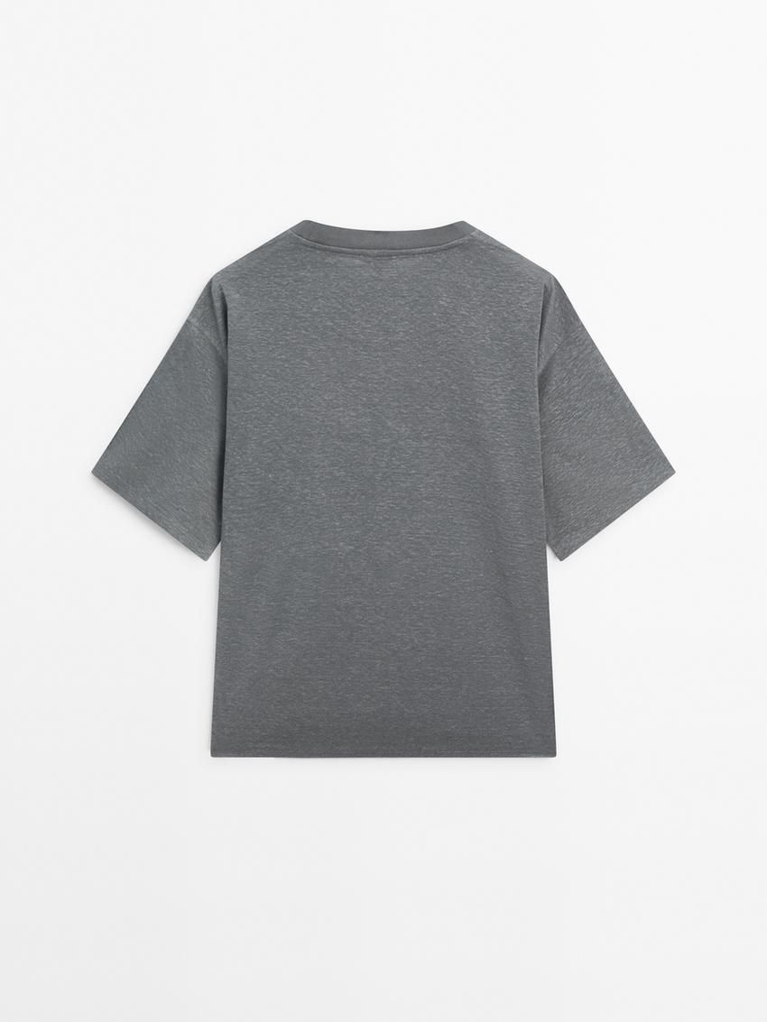Massimo Dutti Short Sleeve Boyfriend Women T-Shirt Grey | US-DH6452783