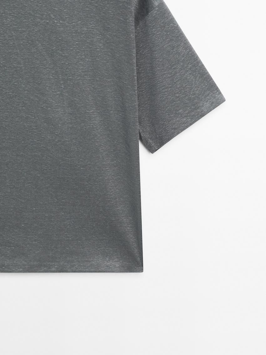 Massimo Dutti Short Sleeve Boyfriend Women T-Shirt Grey | US-DH6452783